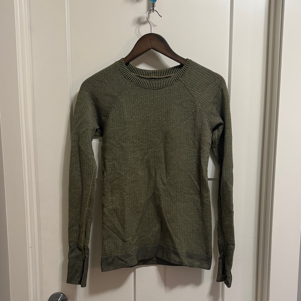 Lululemon Athletica Olive Green Long Sleeve Top